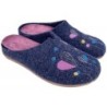 Damen Hausschuh Filz Pantoffel Blau 511-10-0043 Schuhe