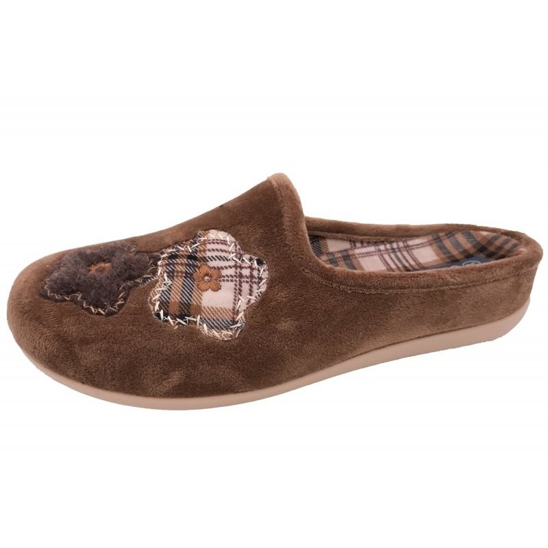 Damen Hausschuh Pantoffel Braun Blume 50-5086-b1 Schuhe