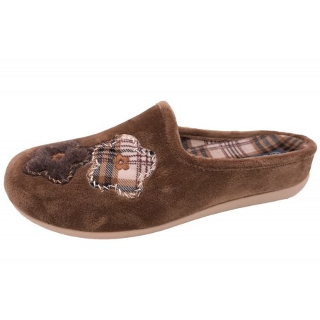 Damen Hausschuh Pantoffel Braun Blume 50-5086-b1 Schuhe