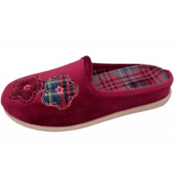 Damen Hausschuh Pantoffel Rot Blume 209-0093-E6 Schuhe