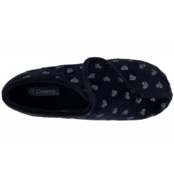 Damen Hausschuh Schwarz Herzchen 219-0037-A1 Schuhe