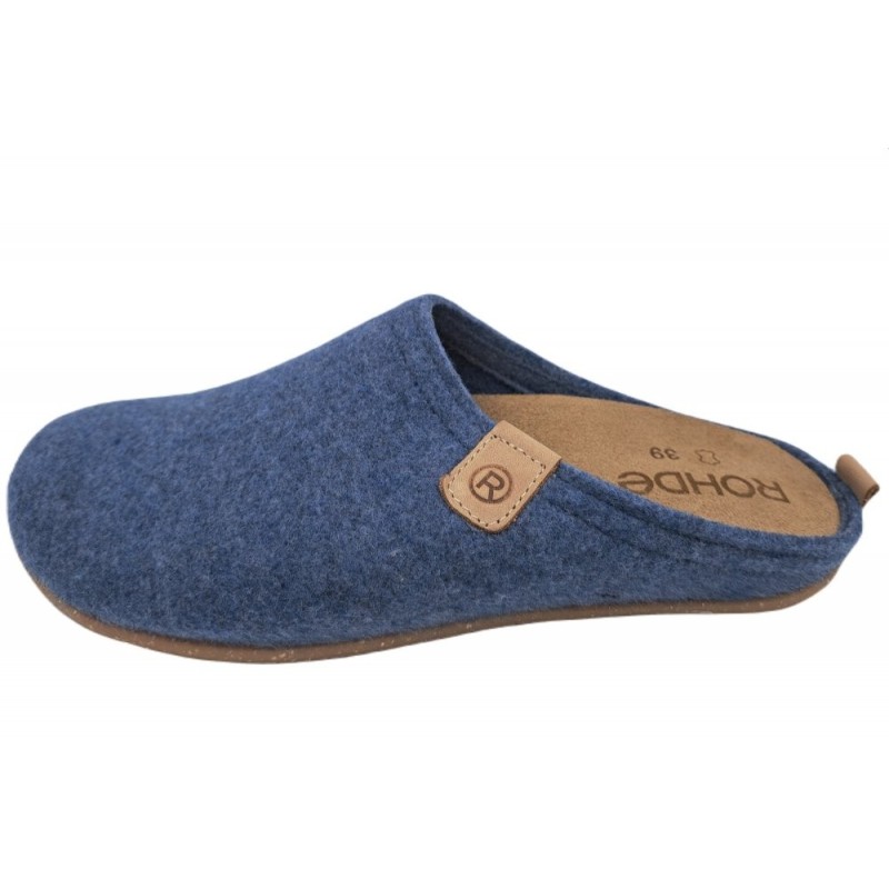Rohde Damen Filzpantoffel Blau 6860-51 Schuhe