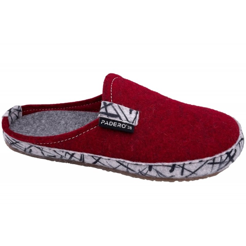 PADERO Hausschuhe TONI-Striped Dunkelrot 513-31-0002 Schuhe