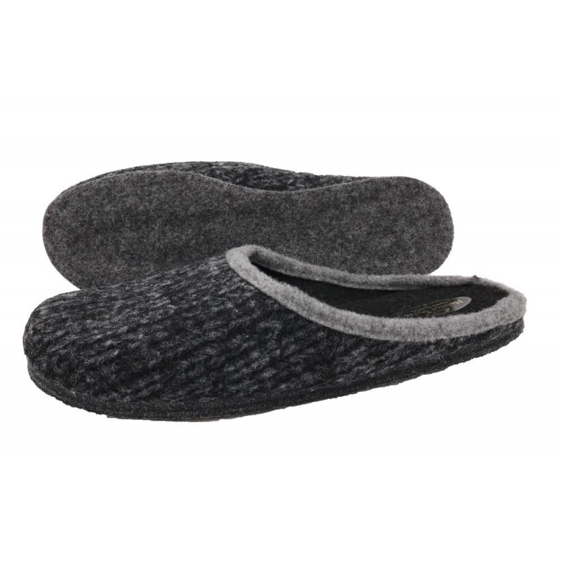 Pantoffel mit Filzsohle Grau 30003 Schuhe