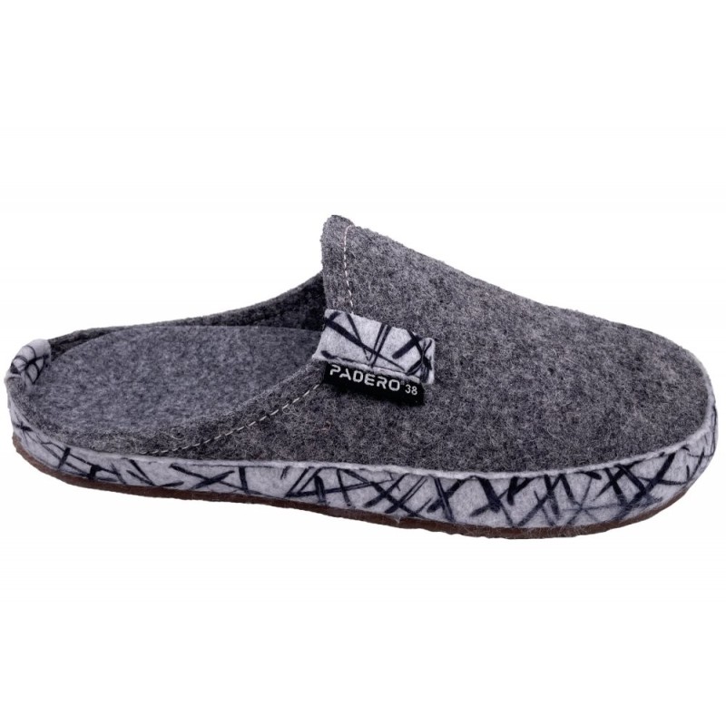 PADERO Hausschuhe TONI-Striped Grau 522-40-0047 Schuhe