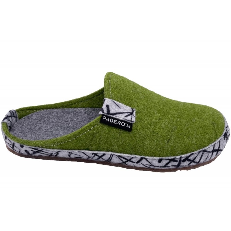 PADERO Hausschuhe TONI-Striped Grün 522-50-0003 Schuhe