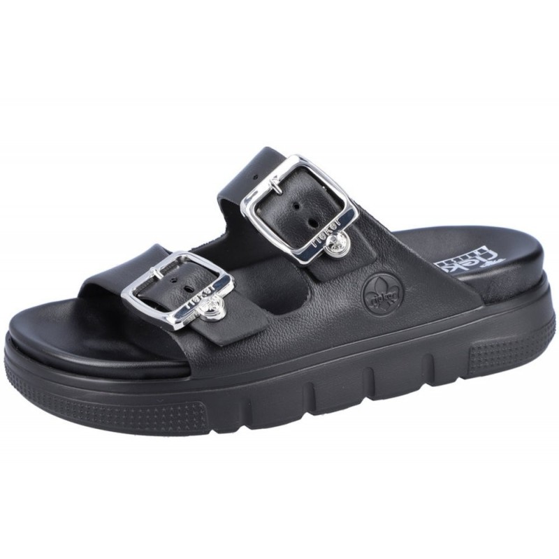 Rieker Damen Pantolette Schwarz P218-0-00 Schuhe