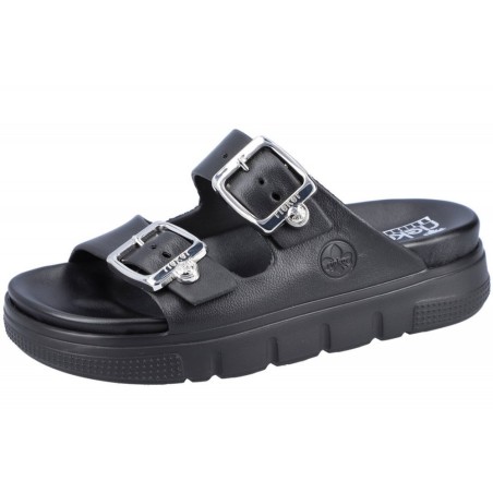 Rieker Damen Pantolette Schwarz P218-0-00 Schuhe