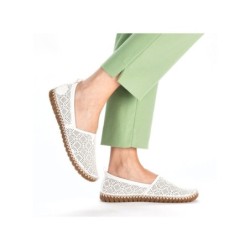 Rieker Damen Ballerina Weiß M2851-80 Schuhe