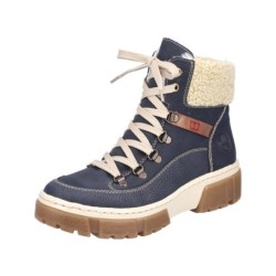 Rieker Damen Schnürboots Blau Kombi X8638-14 Schuhe
