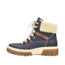 Rieker Damen Schnürboots Blau Kombi X8638-14 Schuhe