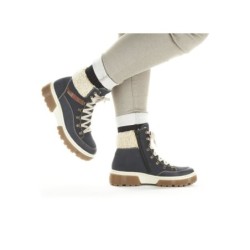 Rieker Damen Schnürboots Blau Kombi X8638-14 Schuhe
