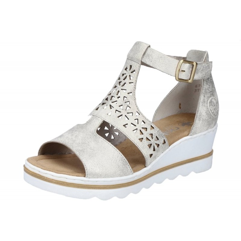 Rieker Damen Sandalette Metallic 67481-60 Schuhe