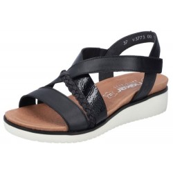 Rieker Damen Keilsandalette Schwarz V3773-00 Schuhe