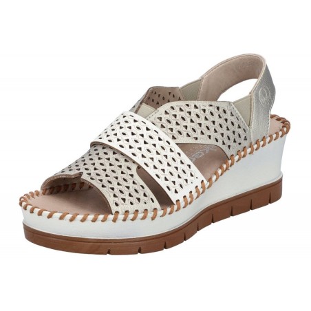 Rieker Damen Sandalette Perlweiß 60365-90 Schuhe