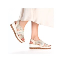 Rieker Damen Sandalette Perlweiß 60365-90 Schuhe