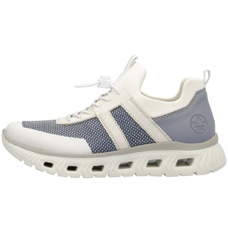 Rieker Damen Sneaker Creme Blau M6061-90 Schuhe