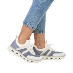 Rieker Damen Sneaker Creme Blau M6061-90 Schuhe