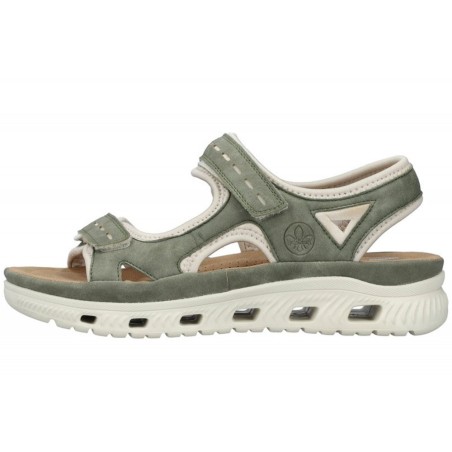 Rieker Damen Trekking Sandale Grün 64066-52 Schuhe