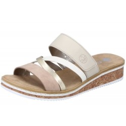 Rieker Damen Pantolette Beige V3652-94 Schuhe