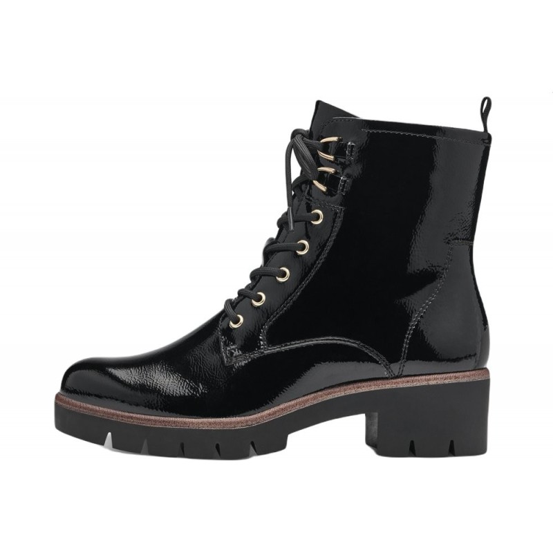Tamaris Lack Stiefelette Schwarz 25297-018 Schuhe