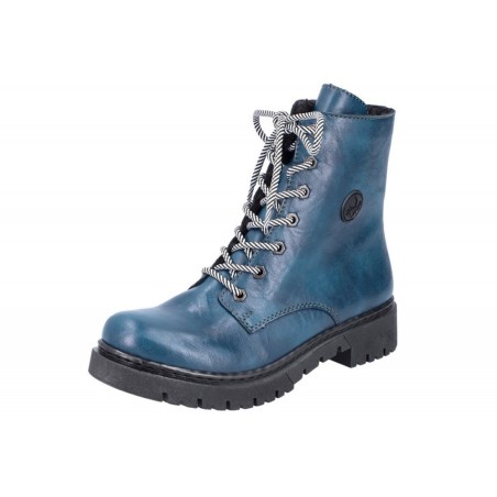 Rieker Damen Schnürboots Blau Petrol Y2440-12 Schuhe