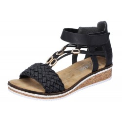 Rieker Damen Keilsandalette Schwarz V3695-00 Schuhe