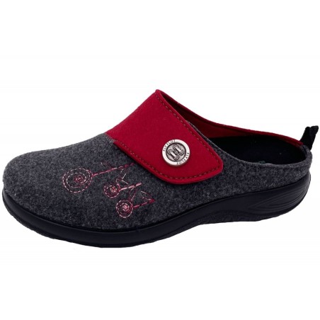 Fly Flot Damen Pantoffel Grau/ Bordeaux 864018 Schuhe