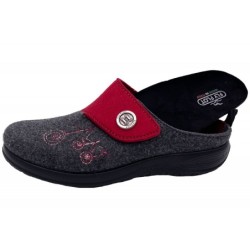 Fly Flot Damen Pantoffel Grau/ Bordeaux 864018 Schuhe