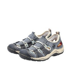 Rieker Damen Slipper Blau lose Einlage L0561-14 Schuhe