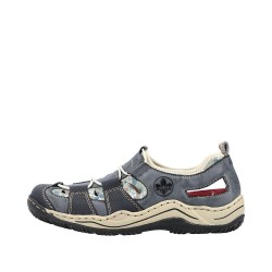 Rieker Damen Slipper Blau lose Einlage L0561-14 Schuhe