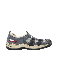 Rieker Damen Slipper Blau lose Einlage L0561-14 Schuhe