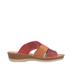 Rieker Damen Pantolette Rot Braun 61338-35 Schuhe